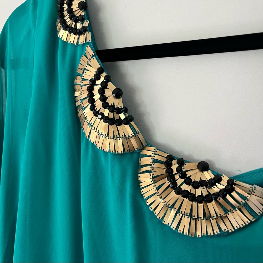 One Shoulder Turquoise Dress